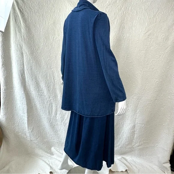 J.Jill Purejill Indigo Blue 2-Piece Pull-on Midi Skirt and Tunic - Picture 3 of 15